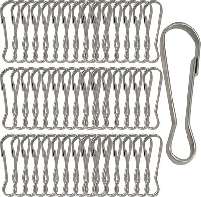 60 pcs Stainless Steel Small Spring Hooks 1inch/25mm Lanyard Clasp Zipper Snap Clips for Key Chain ID Card Badge Holders