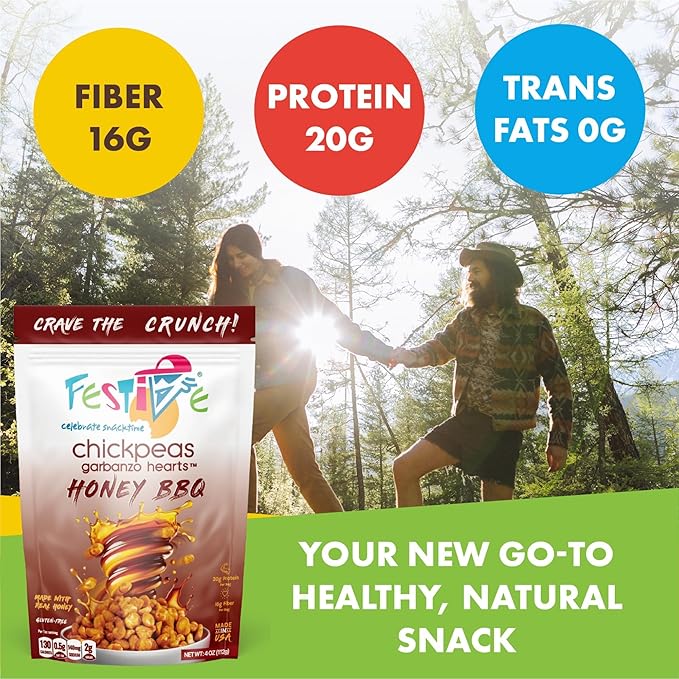 Feel Festive 12-Count Nacho Cheese Chickpea Garbanzo Beans - Crunchy Balanced Macro Nut Free Multipack Snacks - Non-GMO Vegan Soy-Free