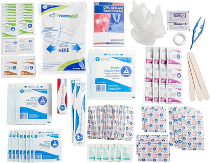 Primacare KC-25PP 25 Person Compact First Aid Kit with 157 Pieces Emergency Medical Supplies, Portable Kits for Home, School and Office, Wall Mount, 10x7x3 inches
