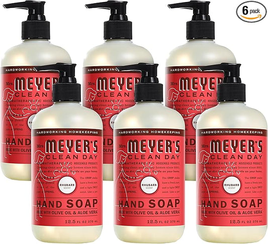 Mrs. MEYER'S CLEAN DAY Hand Soap, Made with Essential Oils, Rhubarb 12.5 Fl Oz (Pack of 6)
