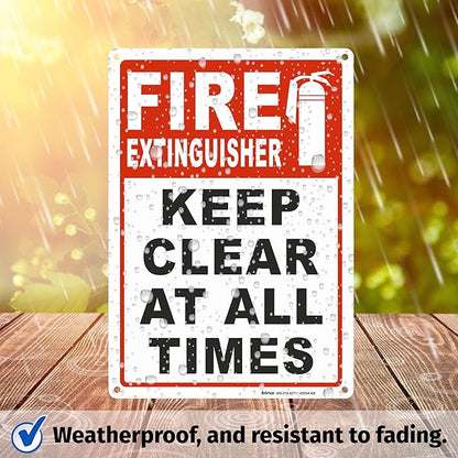 Brimar - 7 x 10" - Fire Extinguisher Keep Clear Sign - Polyethylene Plastic - Bold Text And Symbol - Easy Installation