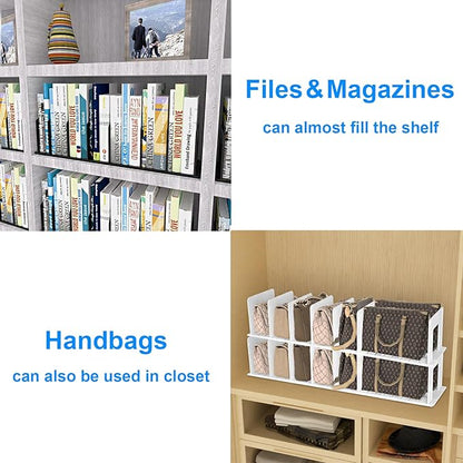 Adjustable Vertical File Sorter Sturdy Plastic Expandable Upright File Holder, Desktop Binder Organizer, Home School Office Organization Bookshelf Divider, Assemble Easily Endlessly, White