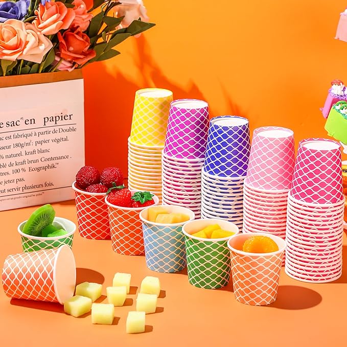 Thenshop 1000 Pieces 5 oz Wave Multicolor Paper Disposable Cups Colorful Small Kid Mouthwash Cups for Coffee Drinking Beverage Travel Picnics Barbecues Party, 10 Colors