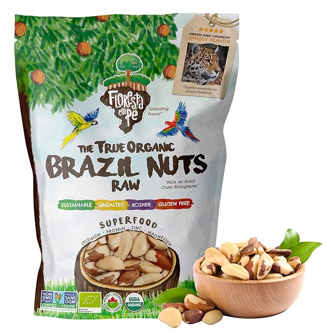 Snack The True Organic Brazil Nuts Medium Size 32 oz-2lbs – Raw and Unsalted – Kosher – Healthy-Rich in Vegetable Protein – Harvested in Amazon Rainforest – Fresh, Vegan and Gluten Free – Forest Up