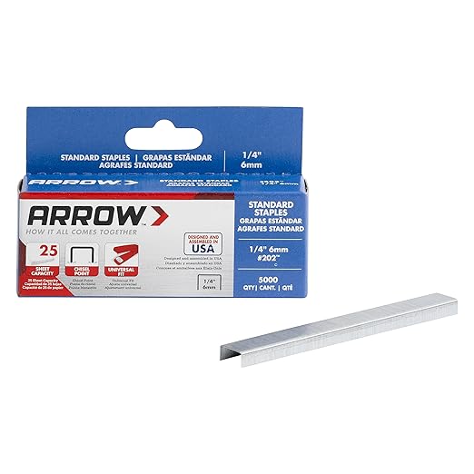 Arrow 202 1/4-Inch Length Galvanized Steel Staples for Desktop Staplers only; Office Supplies for Desk Staplers for Business, Classroom Supplies, Home Office, and Craft Use, 5000-Pack