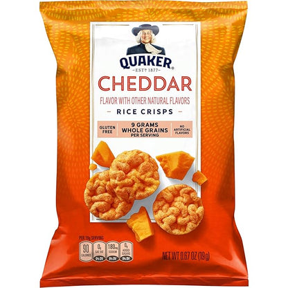 Quaker Rice Crisps, Gluten Free, Cheddar, 0.67 Oz, 30 Count