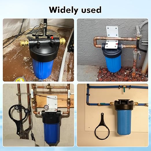 Whole House Water Filter Housing with Activated Carbon Cartridge | Fits 10x4.5" Sediment & Carbon Filters | 1" NPT Ports | Heavy-Duty Pre-Filtration for Well and City Water