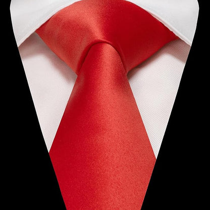 RBOCOTT Solid Color Tie and Pocket Square Hankerchief with Lapel Pin Set for Men
