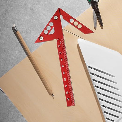 Circle Center Finder Tool Aluminum Alloy Center-Positioning Ruler High-Precision Centering Rulers Multi Angle Ruler 45/90 Degree Center Finder-Ruler Multi-Function Arrow Rulers (Red Metric)