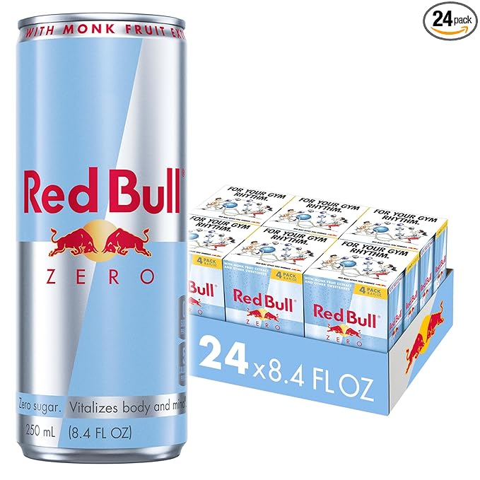 Red Bull Zero Energy Drink, 8.4 fl. oz., with 80mg Caffeine, Taurine & B Vitamins, 6 Packs of 4 Cans, Pack of 24