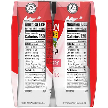 Horizon Organic Shelf Stable 1% Lowfat Strawberry Milk Boxes, 8 fl oz, 6 Count - 8g Protein per Serving, USDA Organic UHT from Pasture-Raised Cows, Ready to Drink for Lunchbox, Travel, or On-the-Go, No Refrigeration Needed