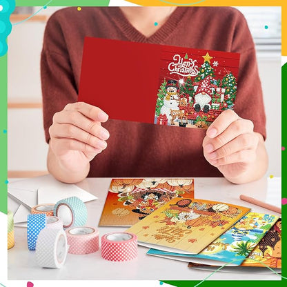 Saillong 12 Pack Valentine's Day Diamond Painting Greeting Card Kit Holiday Diamond Art Cards with Envelopes Season 5D Rhinestones Painting Making Kits for Adult DIY Craft Family Friend Holiday Gift