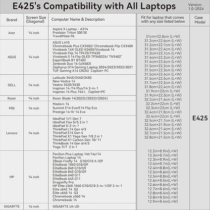 Smatree 14 inch Laptop Sleeve for Acer Aspire 3 A314 23P-R0JK/36P-360X/23P-R9B1, TravelMate P6 TMP614, Predator Triton 300 SE Gaming Laptop PT314, Acer Protective Case with Pocket (E425)