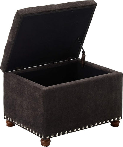 Adeco High End Dark Classy Tufted, Accents Rectangular Storage Bench Footstool, Dim Brown ttomans & Storage Ottomans Royal Olive Grey