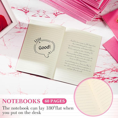 Mimorou 100 Pcs Kraft Notebook Journals 5.5 Inch x 8.3 Inch A5 Softcover Notebooks Bulk for Writing Sketch Office Notepad with 60 Pages 30 Sheets (Multicolor,Lined)(Pink,Lined)