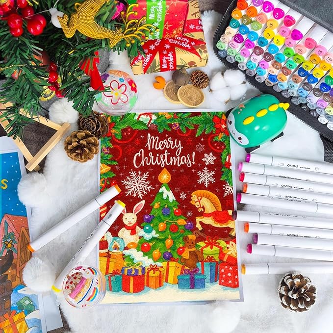 Alcohol Markers, 48 Colors Art Marker, Coloring Markers, Brush & Chisel Tip Drawing Marker for Kids and Adults Sketching, Illustration, Card Making