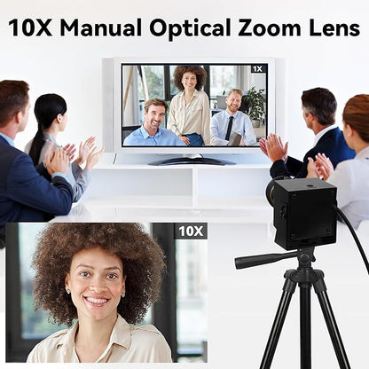 USB Webcam 5MP Color Industrial USB Camera with CS-Mount 5-50mm 10X Manual Zoom Lens – 1944P@30fps, Plug-and-Play for PC, Live Streaming, Video Conferencing & Projects