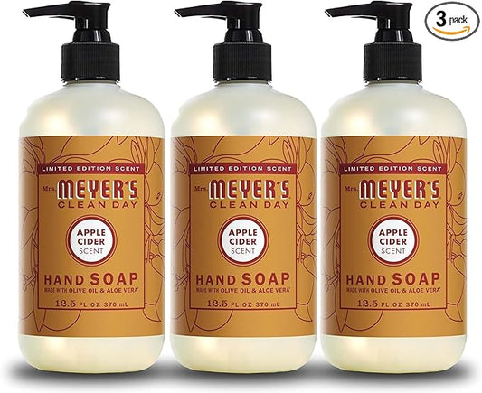 MRS. MEYER'S CLEAN DAY Hand Soap, Apple Cider, Made with Essential Oils, 12.5 oz - Pack of 3