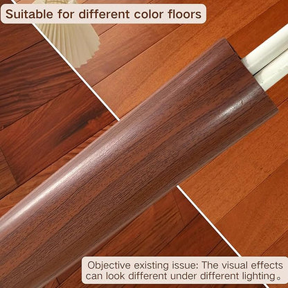 3.3ft Self Adhesive Floor Cord Cover,Heavy Duty Soft PVC Cable Protector and Extension Cord Hider,Cord Management System to Hide Wires on Floor,Cable Cavity:0.61"(W) x 0.32"(H) Walnut Wood