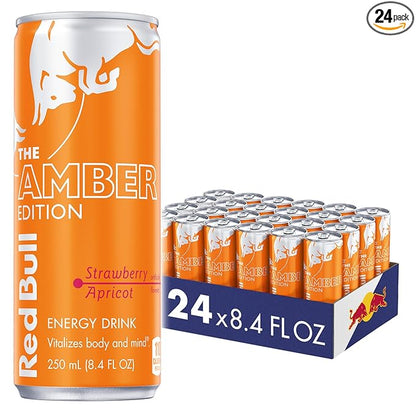Red Bull Amber Edition Strawberry Apricot Energy Drink, 8.4 Fl Oz, 24 Cans
