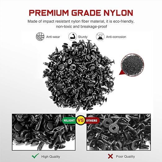 Nilight 200PCS Car Retainer Clips 6mm 7mm 8mm 9mm 10mm Expansion Screws Replacement Kit Bumper Push Rivet Clips for GM Ford Toyota Honda Chrysler Nissan