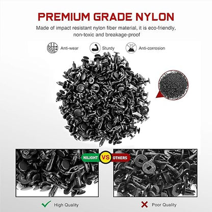 Nilight 200PCS Car Retainer Clips 6mm 7mm 8mm 9mm 10mm Expansion Screws Replacement Kit Bumper Push Rivet Clips for GM Ford Toyota Honda Chrysler Nissan