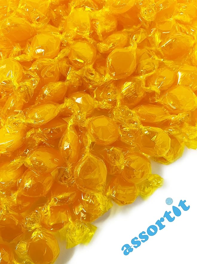 Holiday Butterscotch Hard Candy Disks - 6 lbs - Butter Scotch Flavored Old School Classic Hard Candies - Bulk American Vintage Candy Assortment- Individually Wrapped, 96 oz.