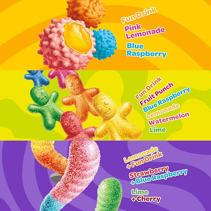 JOYRIDE Innovative Variety 6 Pack - Gummy Busters, Sour Smacks, Sour Worms, Low Calorie Gummy Candy, Low Sugar, Dye Free (6 Items)