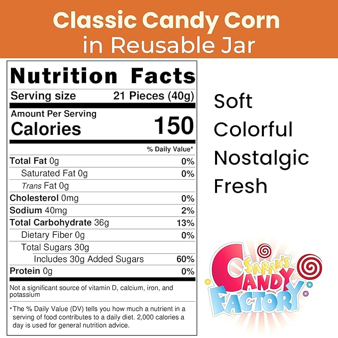 Sarah's Candy Factory Candy Corn in Jar (6 Lbs)
