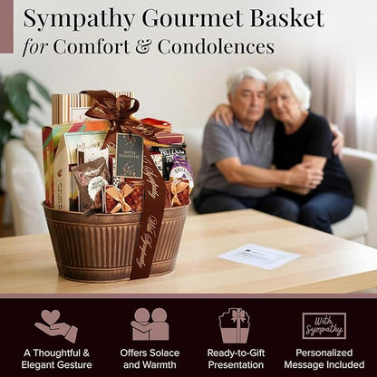 Broadway Basketeers Sympathy Gift Baskets – Bereavement & Condolences Care Package with Gourmet Snacks - Thoughtful Sympathy Gifts Delivery for Loss of Loved One, Funeral, or Kosher Shiva
