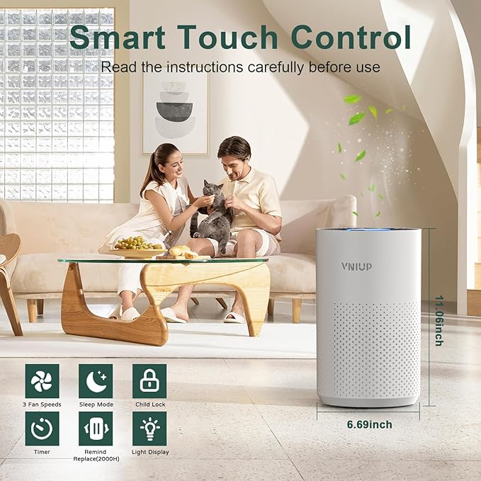 Air Purifiers for Bedroom Home up to 1000 ft², Vniup H14 True HEPA Room Air Purifiers for Bedroom, with Fragrance Function Sleep Mode& Light Mode Air Cleaner for Pet Dander Odor Dust Smoke