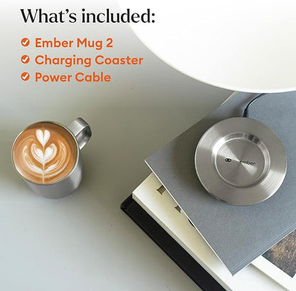 Ember Temperature Control Smart Mug 2, 10 Oz, App-Controlled Heated Coffee Mug with 80 Min Battery Life and Improved Design, Stainless Steel