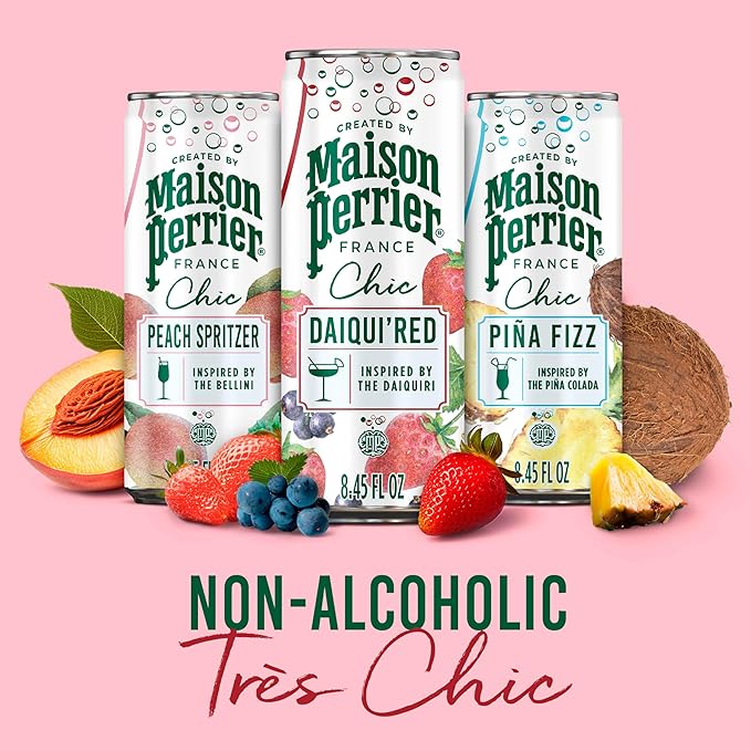 Maison Perrier Chic Daiqui’Red Strawberry and Red Fruits Flavored Sparkling Beverage, Low Calorie, Mocktail, 24-Pack