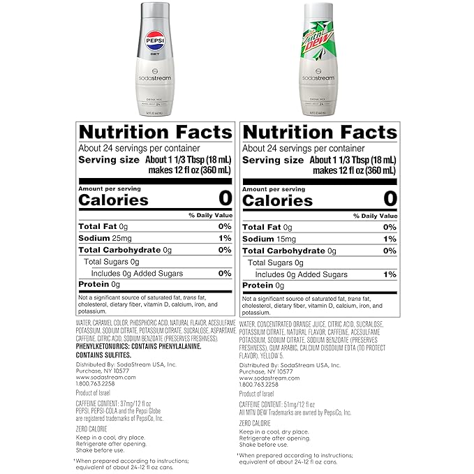 SodaStream Pepsi & MTN Dew Variety Pack, Diet, 440ml, (Pack of 3)