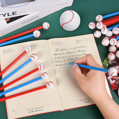 LiYiQ 25 Pcs Baseball Cartoon Cute Fun Pens for Kids Kawaii Baseball Shape Gel Black Ink Pen Cute Baseball Pens for School Office Home Student Kids Present
