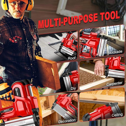 SILVEL 2" Cordless Brad Nailer, 2-in-1 21V Electric Brad Nailer Stapler with 2 * 4.0Ah Battery, 1000pcs Nails, 18GA Staples, Adjustable Depth for Woodworking, Home Improvement
