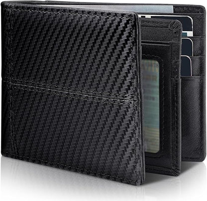 Mens Wallet Bifold Genuine Leather RFID Blocking Wallet for Men with 1 ID Window 13 Card Holders 2 cash pockets 1 Gift Box