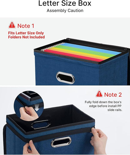Oterri File Organizer Boxes with Lids, File Box with Mesh Pockets, Document Organizer Box for Letter Size Folders, Zippers Important Document Organizer (Dark Blue, Small-1 Pack Without Folders)