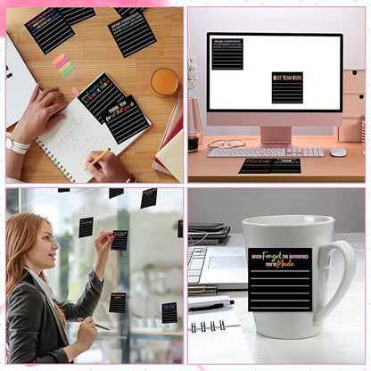 Yinder 24 Pcs Inspirational Sticky Notes Christmas Stocking Stuffers Motivational Sticky Notes Pad Employee Appreciation Gift Bulk for Teacher Nurse Coworker Office 3 x 3'' (Team,Black)