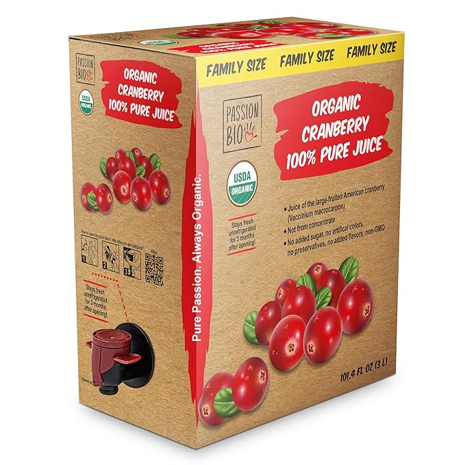 Organic Cranberry Juice Box 101.4 Fl Oz | Pure Fruit Juice, Not From Concentrate | Organic, Vegan, Non-GMO | No Added Sugar, Easy-Pour Tap Packaging
