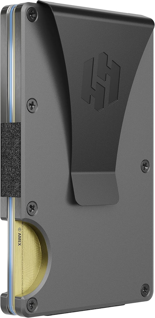 Hayvenhurst Wallet For Men - Reinvented Design Men's Wallet - Slim, Minimalistic & Seamless Card Case, Blocks RFID Scanners, Holds 12 Cards (Iron)