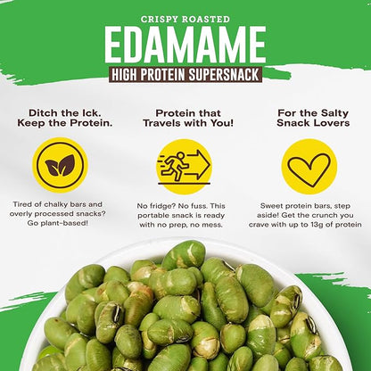 Biena Crispy Roasted Edamame Beans Snack – High Protein Low Carb Snack for Adults & Kids, 13g Protein per Serving - Made w/Avocado Oil – Vegan, Gluten-Free – 10-Pack, 1.05oz Bags, Himalayan Pink Salt
