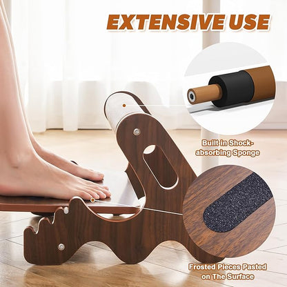 Foot Rest for Under Desk at Work- Adjustable Rocking Foot Stool with 3 Height Positions and Soft Crossbar, Ergonomic Wooden Footrest with Anti-Slip Surface for Home, Office