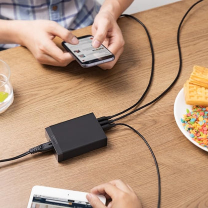 Anker Desktop Charger, 60W 6 Port USB Multiple Charging Hub, PowerPort 6 Multiple USB Charger, Campatible with iPhone, iPad, MacBook, Galaxy, LG, HTC, and More