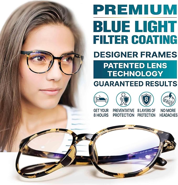 Prospek Bluelight Glasses Women Oversized, ARTIST (+2.25 Diopters) - High Optical Quality Clear Lenses