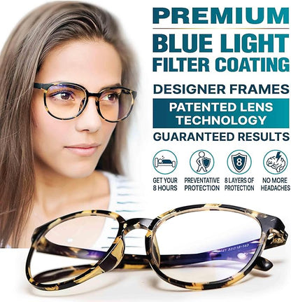 Prospek Bluelight Glasses Women Oversized, ARTIST (+2.25 Diopters) - High Optical Quality Clear Lenses