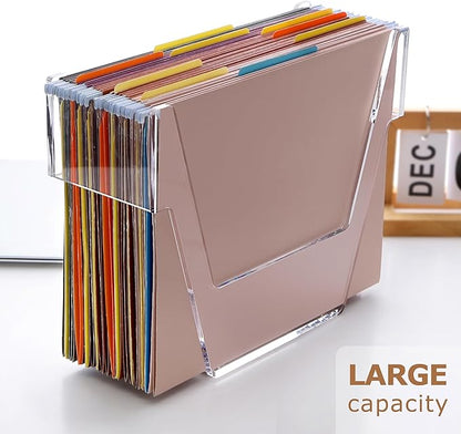 DINGHUO Hanging File Organizer, Letter Size Acrylic Hanging File Folder Frame, Portable File Holder Storage Rack for Desk Home Office or Cabinet - 1 Pack
