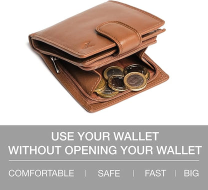 Soft Leather Wallet for Men - Mens Wallet Bifold with Zipper Coin Pocket - Holds Bills, Credit Cards, Coins - Carteras para Hombres Piel - Billeteras de Hombres Cuero Original - RFID Blocking.