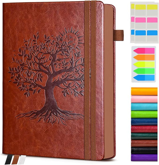 Vintage Leather Journal - 300 Page Lined Journal Notebook with Numbered Pages,A5 Notebook for Women Men,Travel Diary,Daily Journal for Writing, Note Taking, School & Work (5.8" x 8.3")