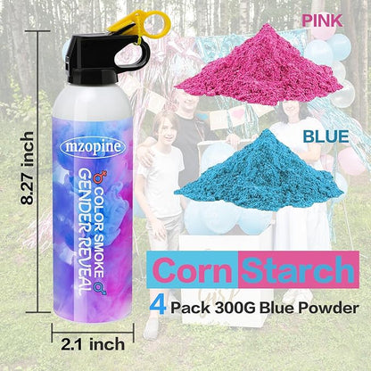 Gender Reveal Fire Extinguisher, Gender Reveal Color Smoke Powder Spray,4 Pcs Blue Blaster Only for Baby Boy with Blue Smoke Suitable for Gender Reveal Party, 100% Biodegradable Party Supplies